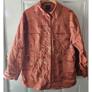 Jordan Women's Trucker Jacket Oversized S Light Sienna Allover Print DX0384